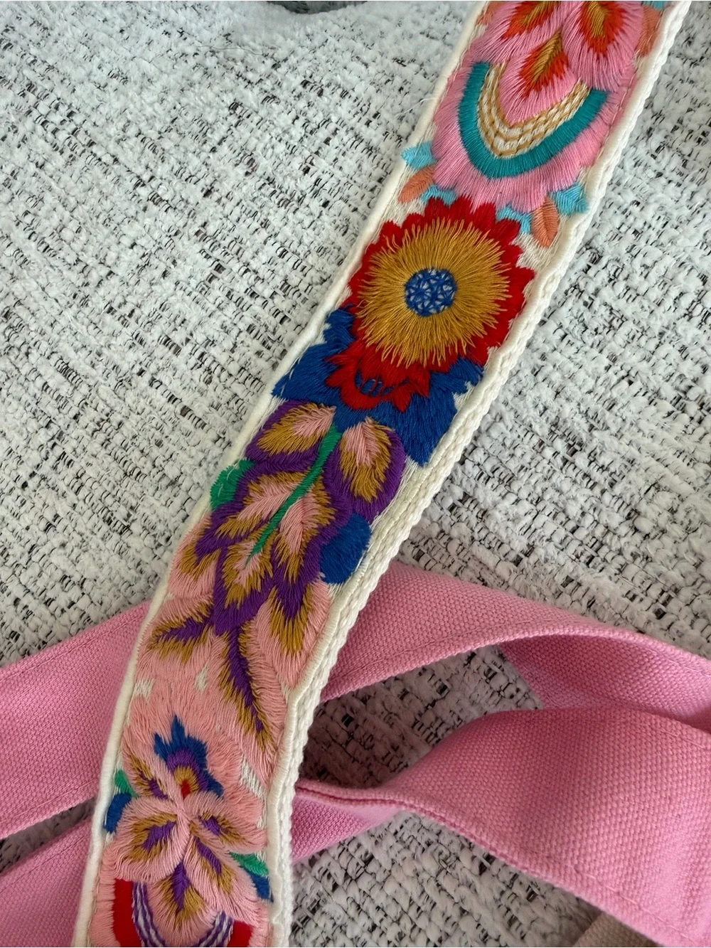 Pink Accent Canvas Tote with Star Appliqués